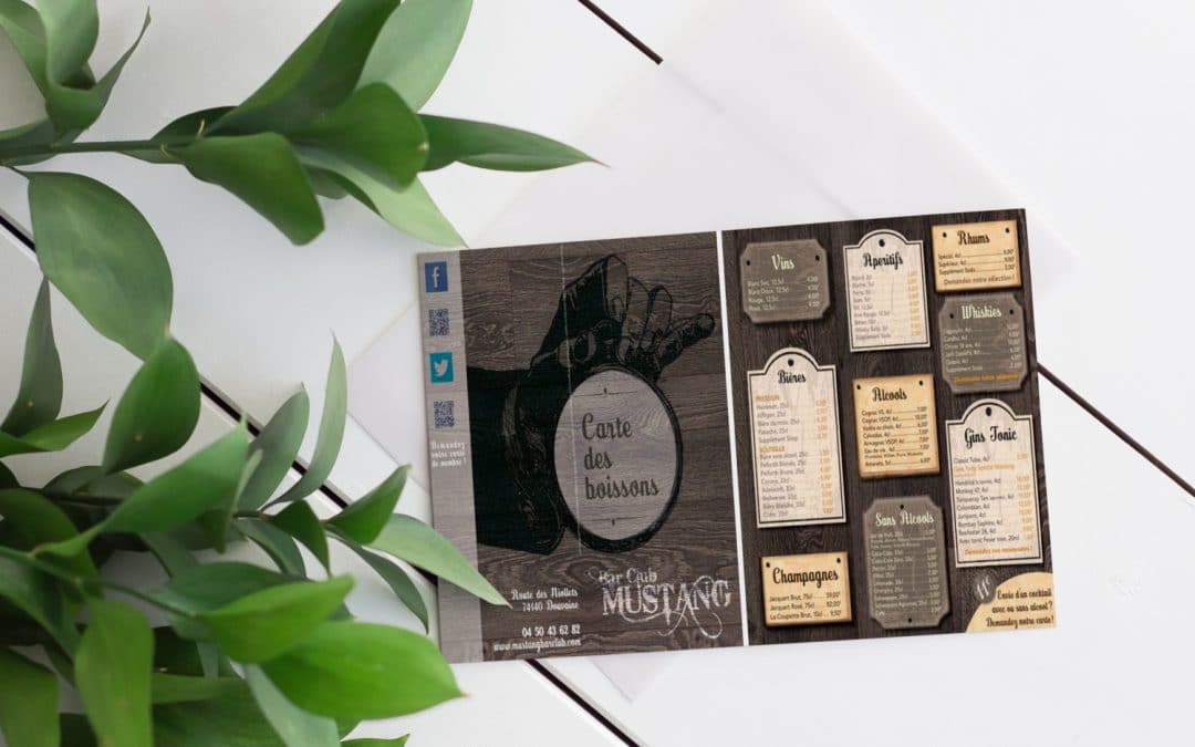 Carte des boissons Mustang Bar Club
